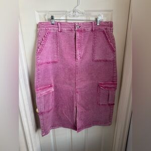 White Birch Pink Denim Skirt